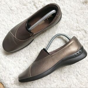 Flexi bronze leather slip on shoes 5105537530079